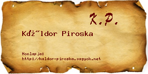 Káldor Piroska névjegykártya
